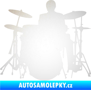 Samolepka Music 009 levá hráč na bicí odrazková reflexní bílá