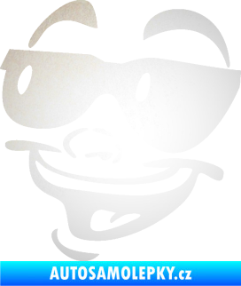 Samolepka Obličej 005 levá veselý s brýlemi odrazková reflexní bílá