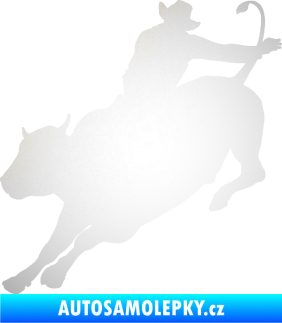 Samolepka Rodeo 001 levá  kovboj s býkem odrazková reflexní bílá