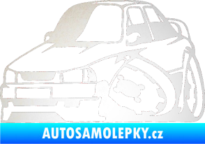 Samolepka Škoda 130 karikatura levá odrazková reflexní bílá