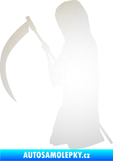 Samolepka Smrtka silueta s kosou levá odrazková reflexní bílá