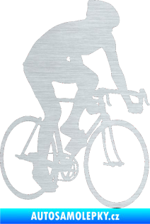 Samolepka Cyklista 001 pravá škrábaný hliník