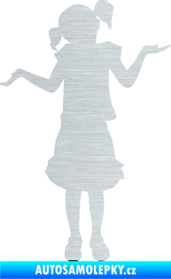 Samolepka Děti silueta 001 levá holčička krčí rameny škrábaný hliník