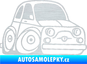 Samolepka Fiat 500 karikatura pravá škrábaný hliník