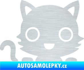 Samolepka Kočka 014 levá kočka v autě škrábaný hliník