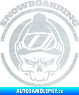 Samolepka Lebka snowboarding škrábaný hliník