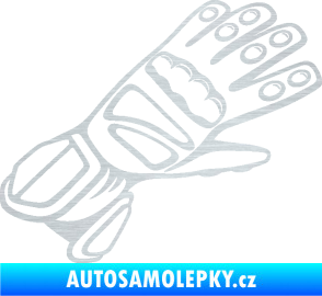 Samolepka Motorkářské rukavice 002 pravá škrábaný hliník
