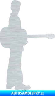 Samolepka Music 003 pravá hráč na kytaru škrábaný hliník