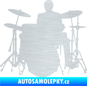 Samolepka Music 009 levá hráč na bicí škrábaný hliník