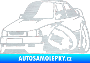 Samolepka Škoda 130 karikatura levá škrábaný hliník