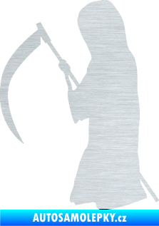 Samolepka Smrtka silueta s kosou levá škrábaný hliník