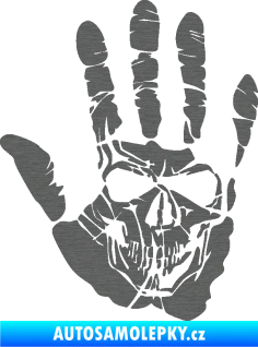 Samolepka Lebka 032 levá otisk dlaně škrábaný titan