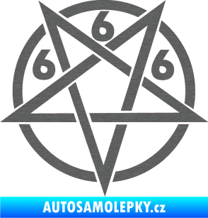 Samolepka Pentagram 666 škrábaný titan