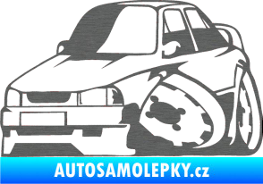 Samolepka Škoda 130 karikatura levá škrábaný titan