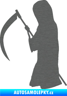 Samolepka Smrtka silueta s kosou levá škrábaný titan