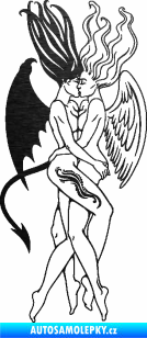 Samolepka Anděl a Démon pravá škrábaný kov černý
