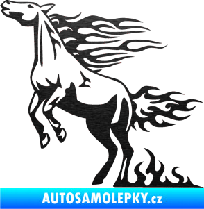 Samolepka Animal flames 001 levá kůň škrábaný kov černý