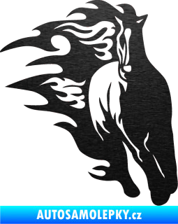 Samolepka Animal flames 007 pravá kůň škrábaný kov černý