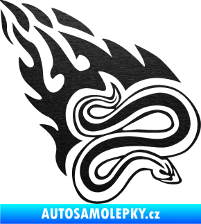 Samolepka Animal flames 065 pravá had škrábaný kov černý