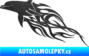 Samolepka Animal flames 102 levá delfín škrábaný kov černý