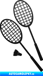 Samolepka Badminton rakety levá škrábaný kov černý