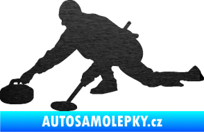 Samolepka Curling 003 levá škrábaný kov černý
