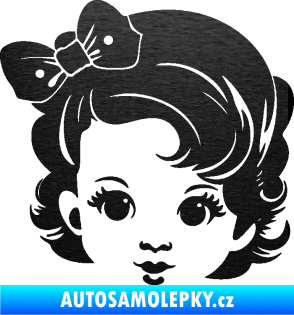 Samolepka Dítě v autě 110 levá holčička s mašlí škrábaný kov černý