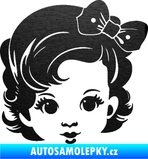 Samolepka Dítě v autě 110 pravá holčička s mašlí škrábaný kov černý