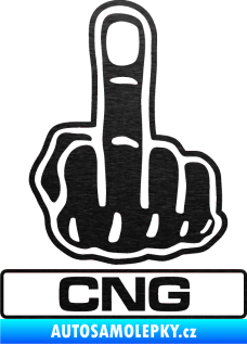Samolepka Fuck off CNG škrábaný kov černý