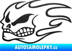 Samolepka Head - lebka - levá škrábaný kov černý