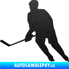 Samolepka Hokejista 013 levá škrábaný kov černý
