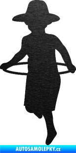 Samolepka Hula Hop 001 levá dítě s obručí škrábaný kov černý