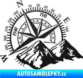 Samolepka Kompas 002 levá hory škrábaný kov černý
