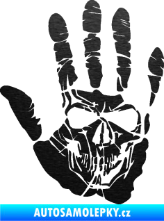 Samolepka Lebka 032 levá otisk dlaně škrábaný kov černý
