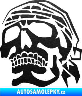 Samolepka Lebka pirát levá škrábaný kov černý
