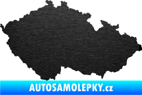 Samolepka Mapa České republiky 001  škrábaný kov černý