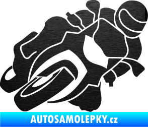 Samolepka Motorka 001 pravá silniční motorky škrábaný kov černý