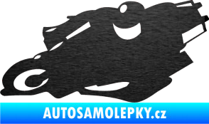 Samolepka Motorka 007 levá silniční motorky škrábaný kov černý