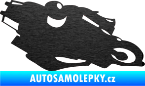Samolepka Motorka 007 pravá silniční motorky škrábaný kov černý