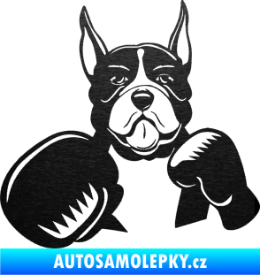 Samolepka Pes 183 levá boxer škrábaný kov černý