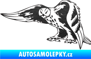 Samolepka Predators 094 levá sova škrábaný kov černý