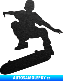Samolepka Skateboard 004 levá škrábaný kov černý