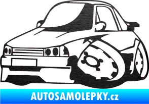 Samolepka Škoda 120 karikatura levá škrábaný kov černý