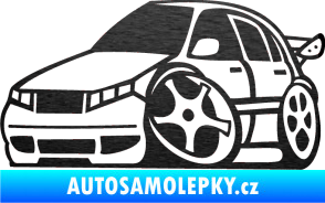 Samolepka Škoda Fabia 001 karikatura levá škrábaný kov černý