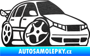 Samolepka Škoda Fabia 001 karikatura pravá škrábaný kov černý