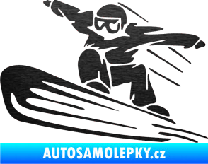 Samolepka Snowboard 014 levá škrábaný kov černý