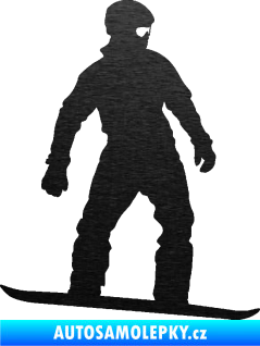 Samolepka Snowboard 024 pravá škrábaný kov černý