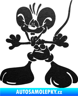 Samolepka Veselý myšák levá škrábaný kov černý