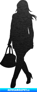Samolepka Žena na nákupu 005 levá škrábaný kov černý