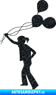 Samolepka Děti silueta 006 levá holka s balónky Ultra Metalic černá